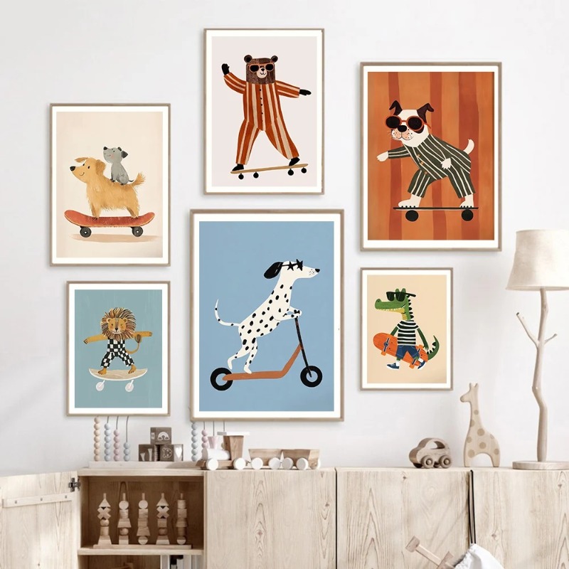 1pc frameless Funny Animals Ra - Baby Nursery Animal Pictures review and price
