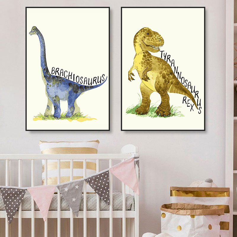 Watercolor Dinosaur Poster Nur - Baby Nursery Animal Pictures review and price